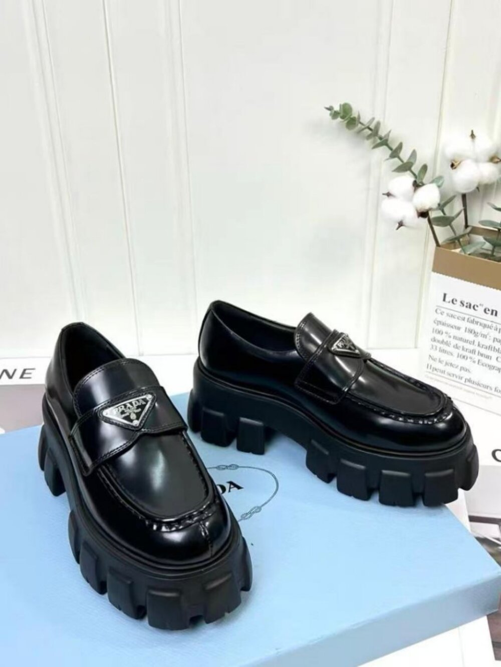 🐕Prada Triangle Logo Lug Sole Loafers - Picture 6 of 8